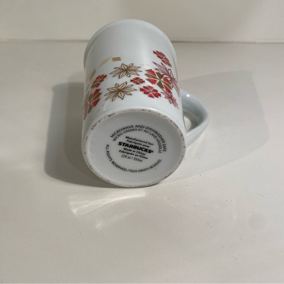 Starbucks Set of  2 White Red Gold Holiday Mugs        12 Oz - Picture 6 of 10
